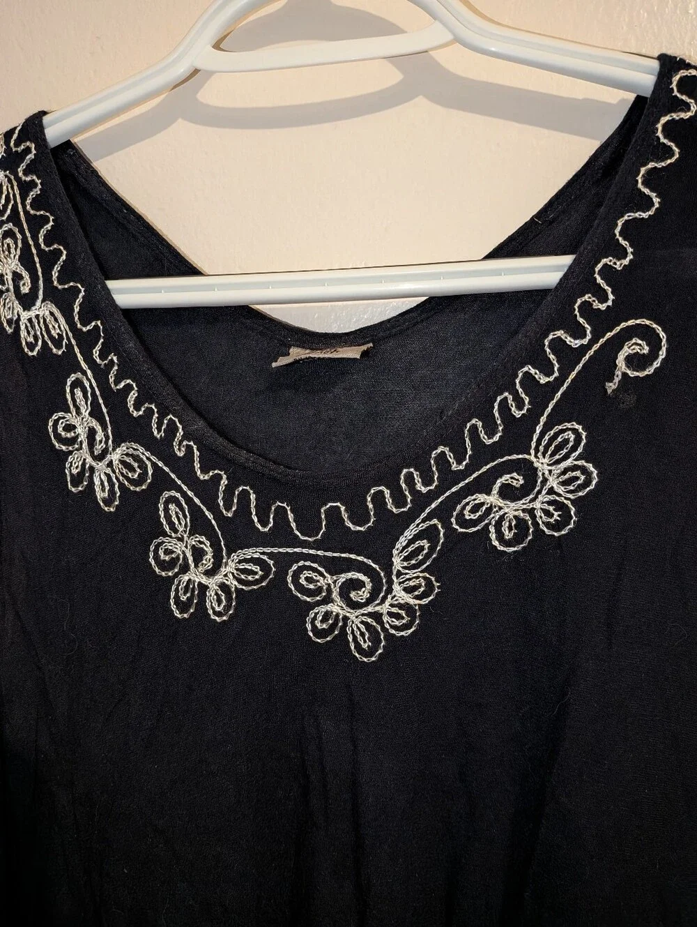 Shoreline Wear Black Coverup with White Embroidery
